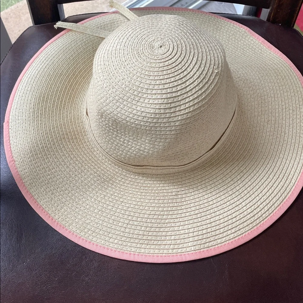 D&Y Cream and Pink Kids Sun Hat